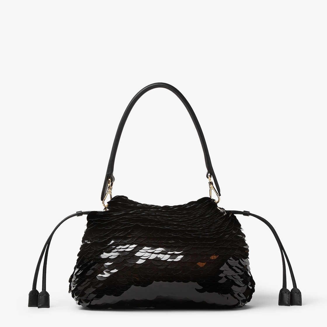 FENDI Mamma Baguette Medium Black crochet bag with maxi sequins - Image 5